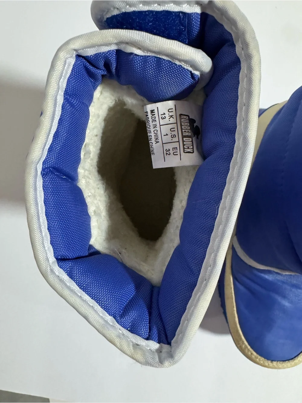 Rubber Duck Snowjogger Kids Blue Winter Boots Faux Fur Lined Size 1